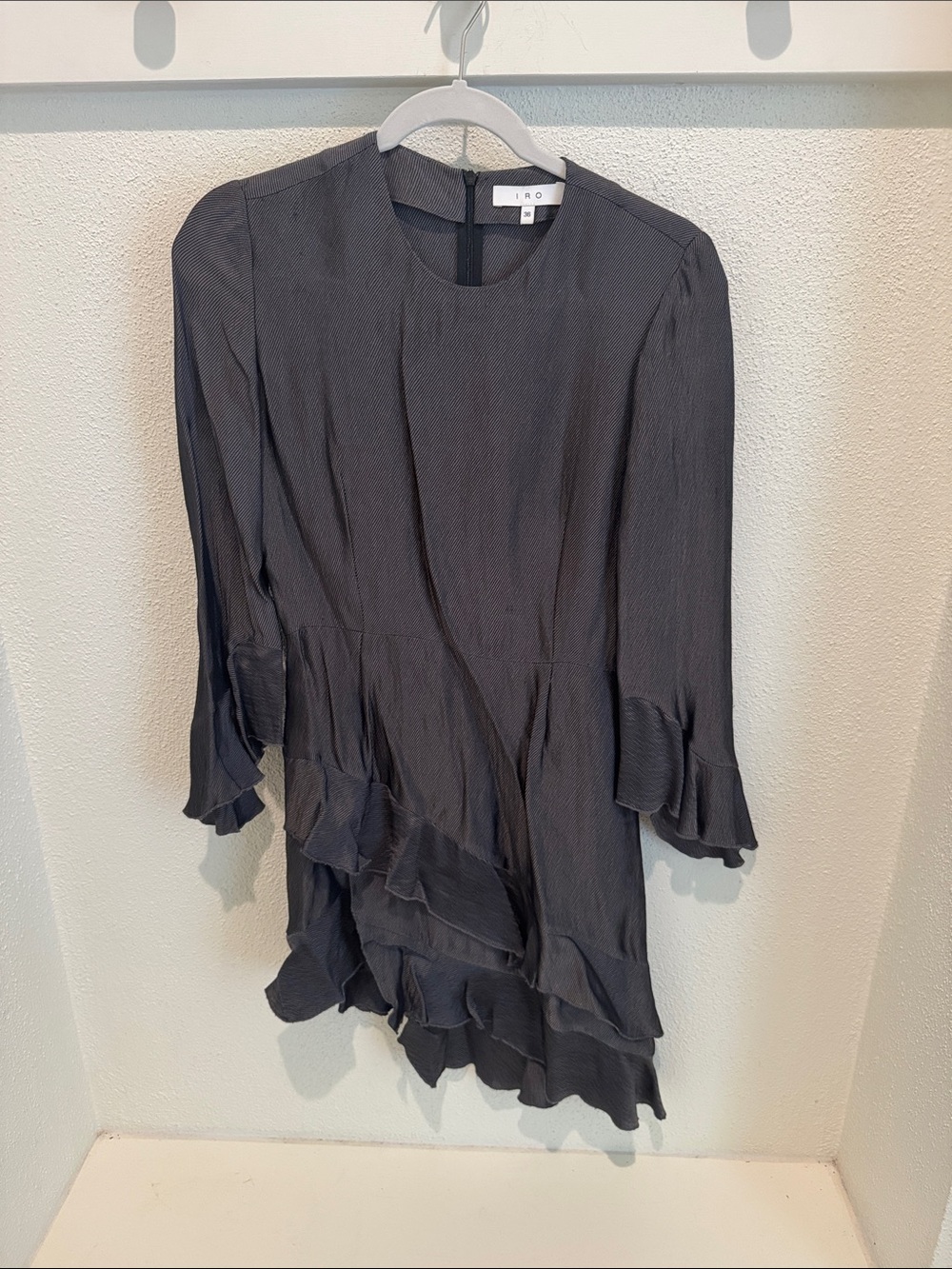IRO Charcoal Ruffle-Hem Long Sleeve Tunic